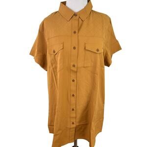 King Ranch Mustard Yellow Short Sleeve Button Up Western Shirt NEW Size Large